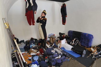 Italie, Ligurie, Sarzana, Napoleon Festival, moment de repos dans le casernement