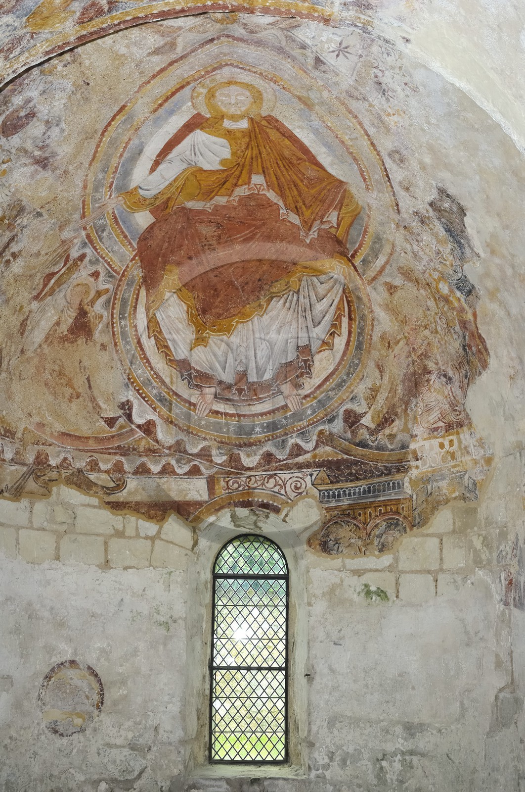 France, Loir-et-Cher (41), Montoire-sur-le-Loir, la chapelle Saint-Gilles, fresques romanes réalisées entre le XIe et le XIIIe siècle