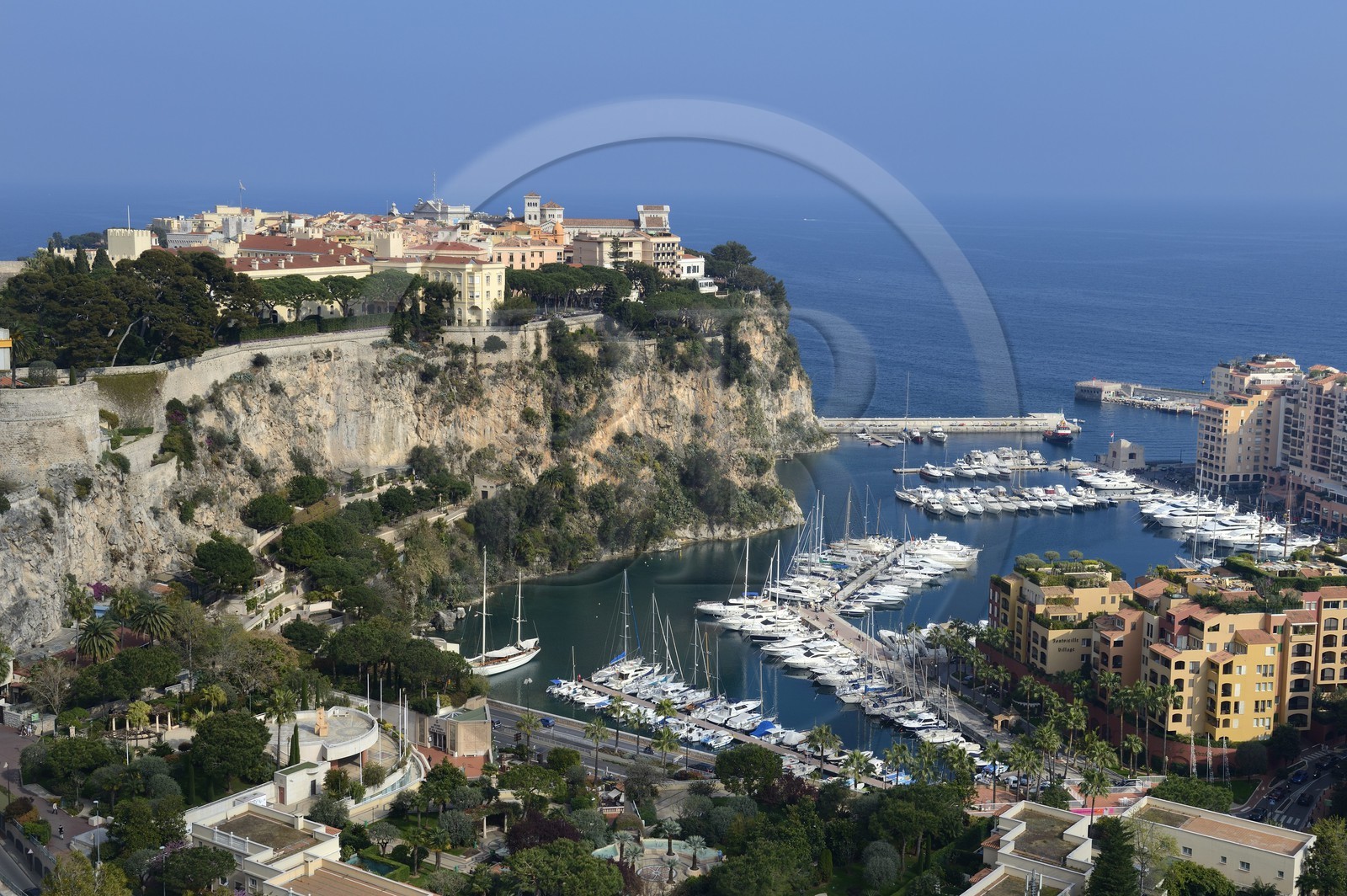 Principality of Monaco, Monaco, royal palace on The Rock and the Fontvieille port