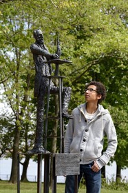 Etats-Unis, New York, Liberty Island, sculpture représentant Bartholdi, le créateur de la statue de la Liberté
