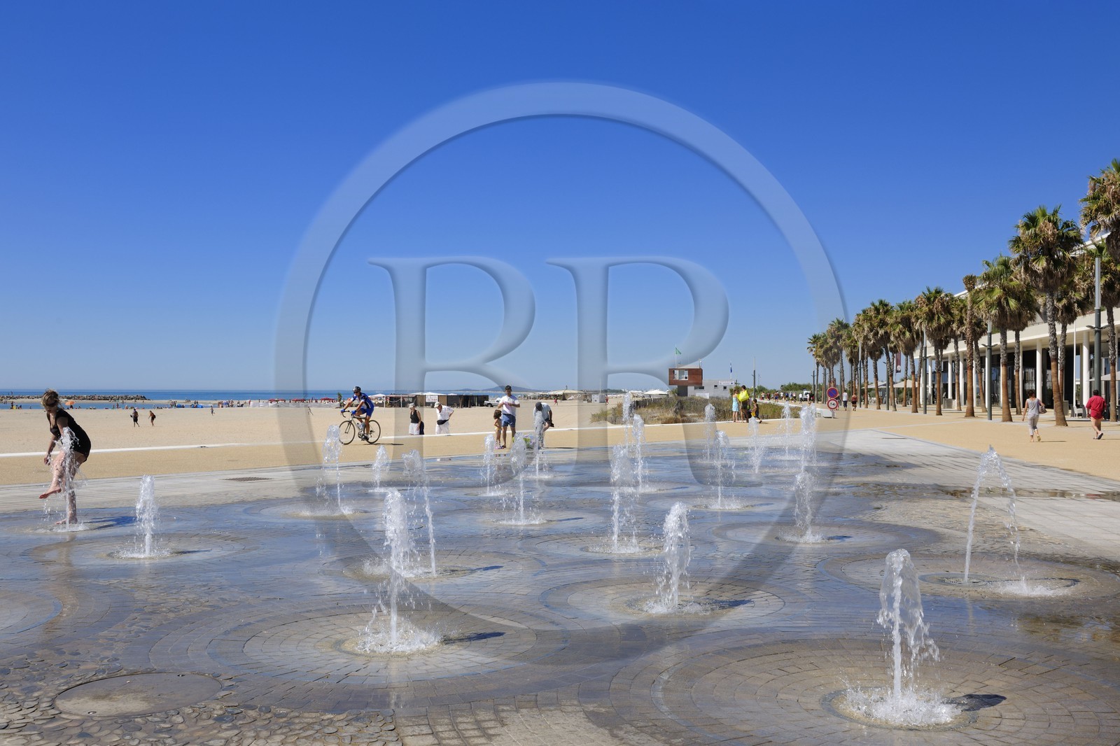 France, Herault, Sete, the Fontaine beach along the promenade of Villeroy