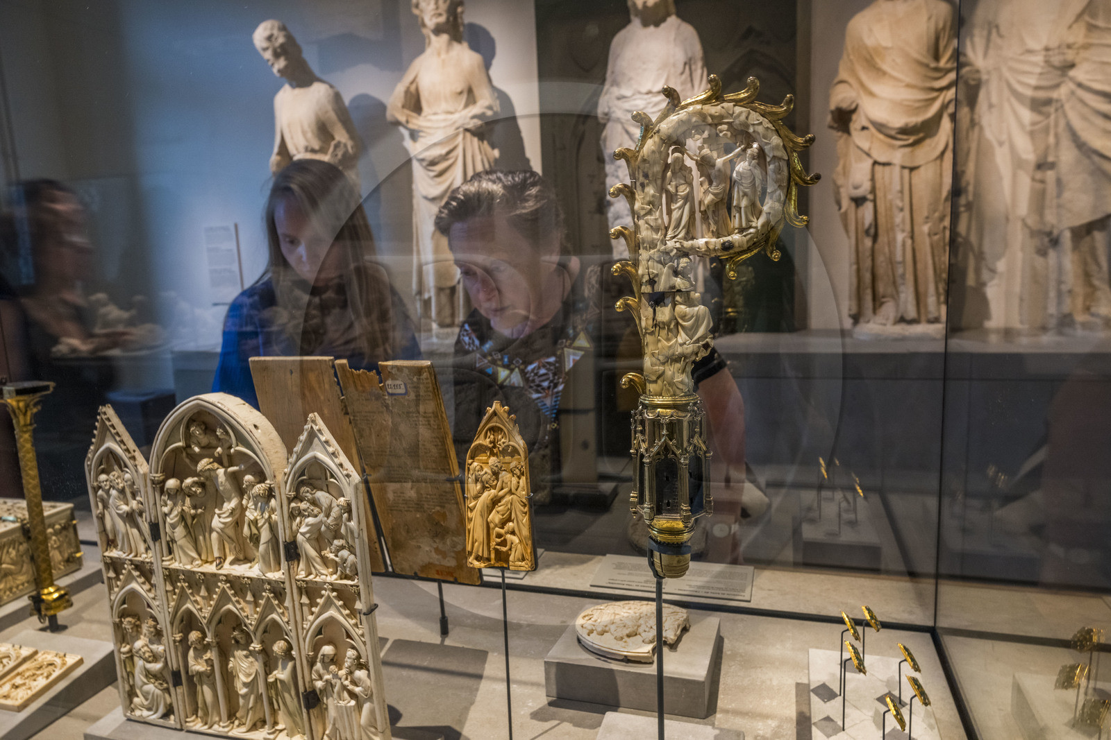 France, Paris, Musée de Cluny - Musée national du Moyen-Age (Middle Ages Museum in the former Hotel de Cluny), Elephant ivory crosier head 2nd quarter of the 14th century (crucifixion on one side)