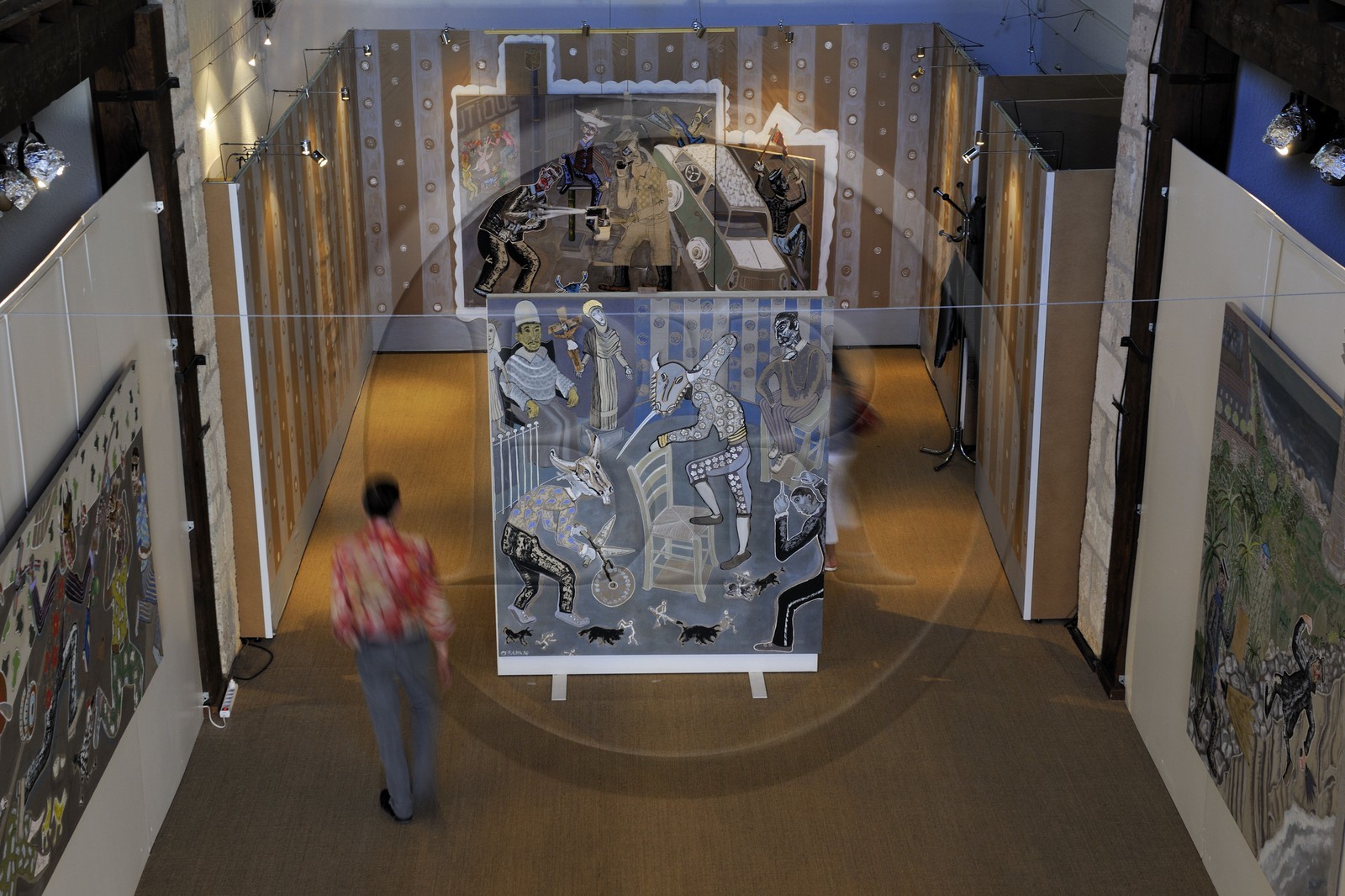 France, Hérault (34), Sète, musée de Frontignan, exposition de l' artiste peintre André Cervera Série couleur pour roman noir, ou du rififi sur la toile