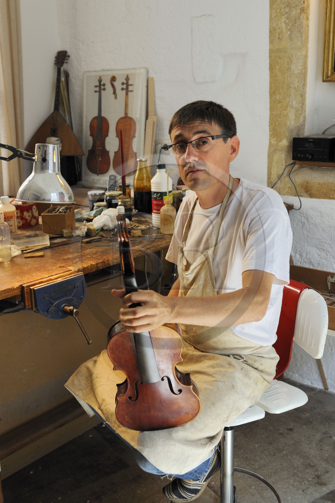 France, Herault, Montpellier, Magnol mansion, the violin maker Fred Chauvière