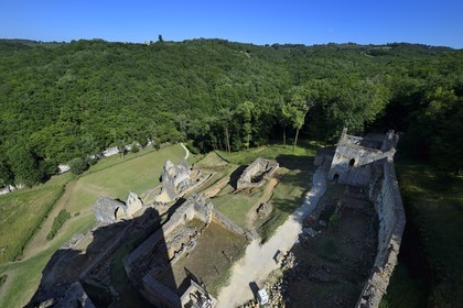 France, Dordogne (24), Périgord Noir, Les Eyzies-de-Tayac-Sireuil, vallée de la Beune, ruines du Chateau de Commarque