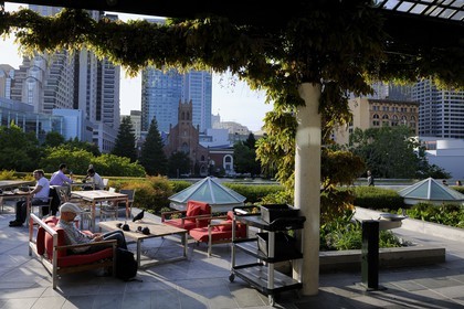 United States, California, San Francisco, tea house in the Yerba Buena Gardens in the district of South of Market