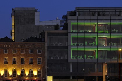 Republic of Ireland, Dublin county, Dublin, new office buildings on North Wall Quay in the rehabilitated docks, Liffey river