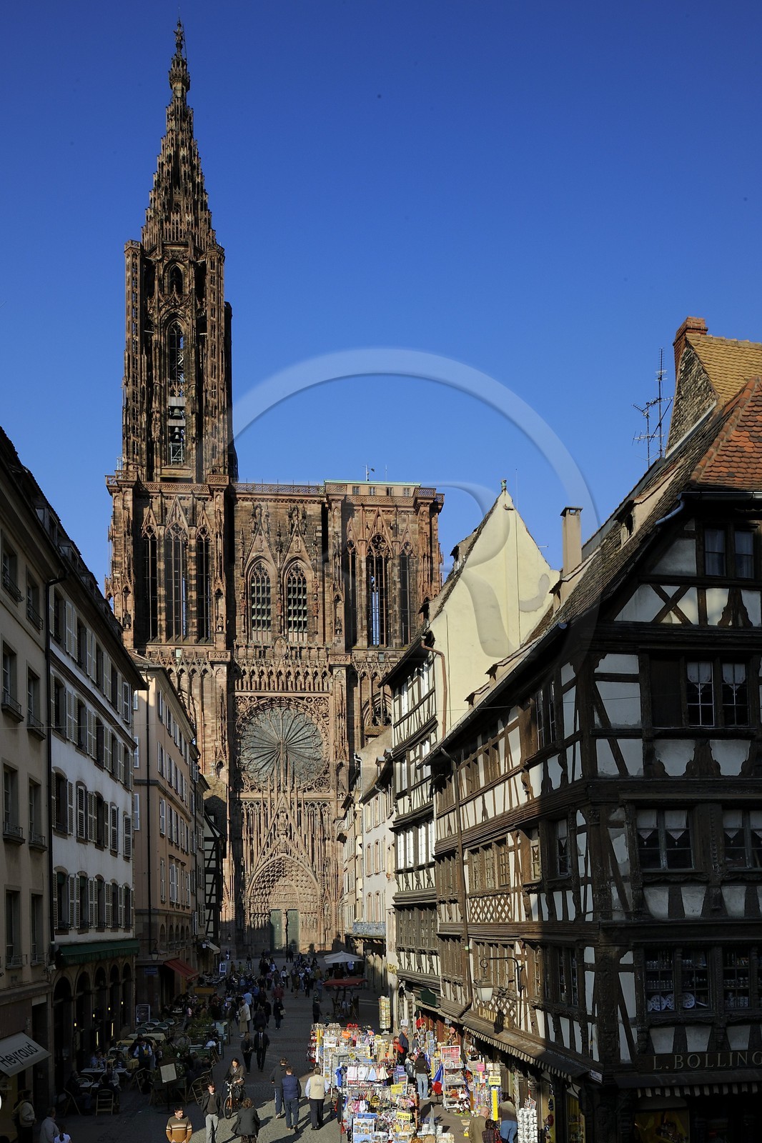 France, Bas-Rhin (67), Strasbourg, la cathédrale Notre-Dame et la rue mercière