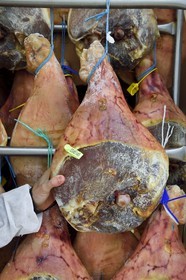 France, Pyrenees Atlantiques, Basque Country, Aldudes valley, the Aldudes collective dryer ensures the drying and the ripening of hams, end of the parboiling