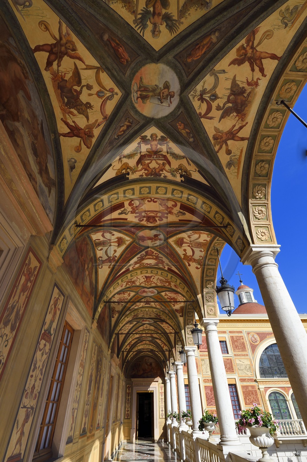 Principality of Monaco, Monaco, the Rock, the royal palace, Hercules gallery in the Court of Honour