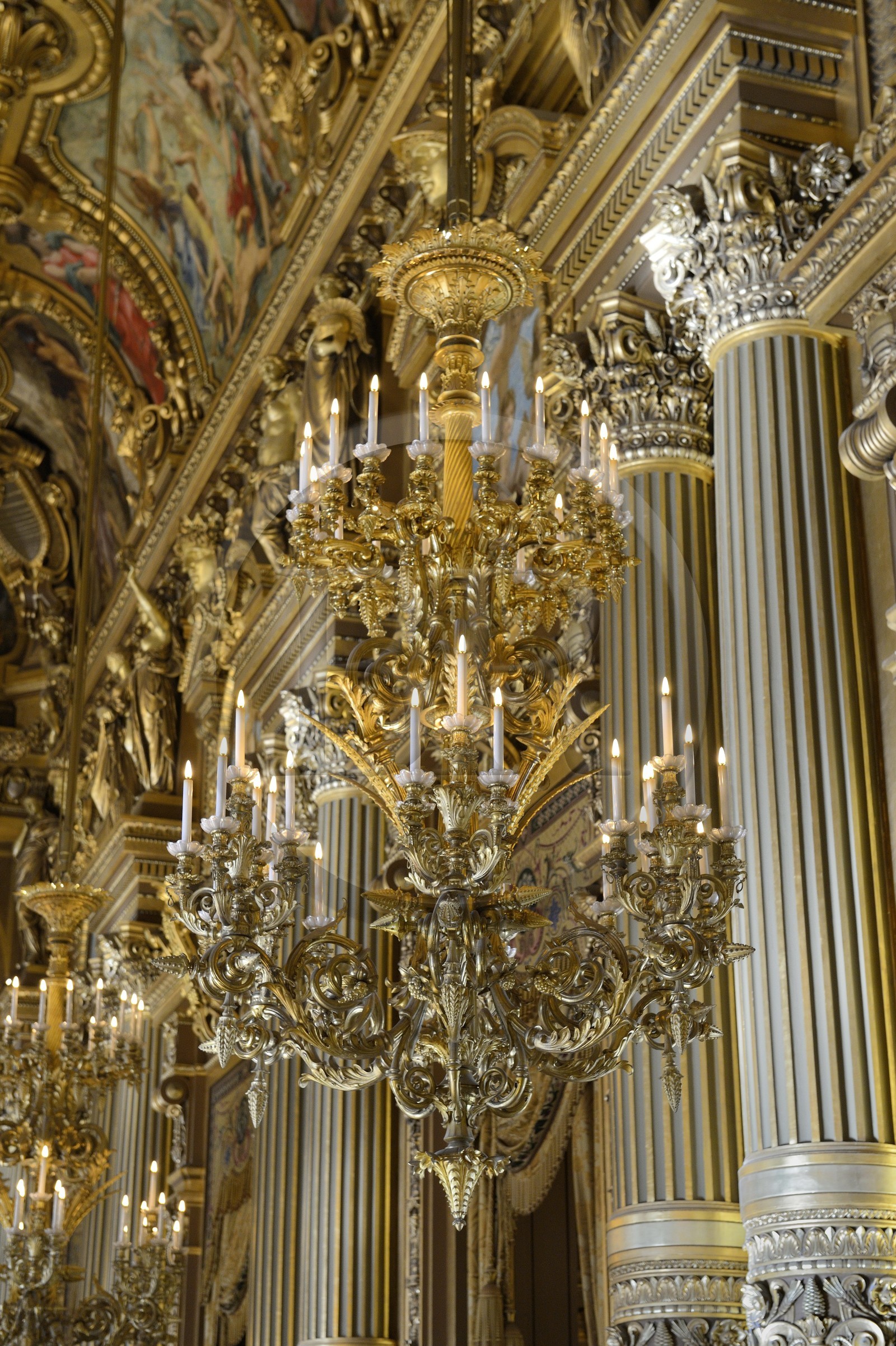 France, Paris, Garnier Opera, chandelier in the Grand Foyer