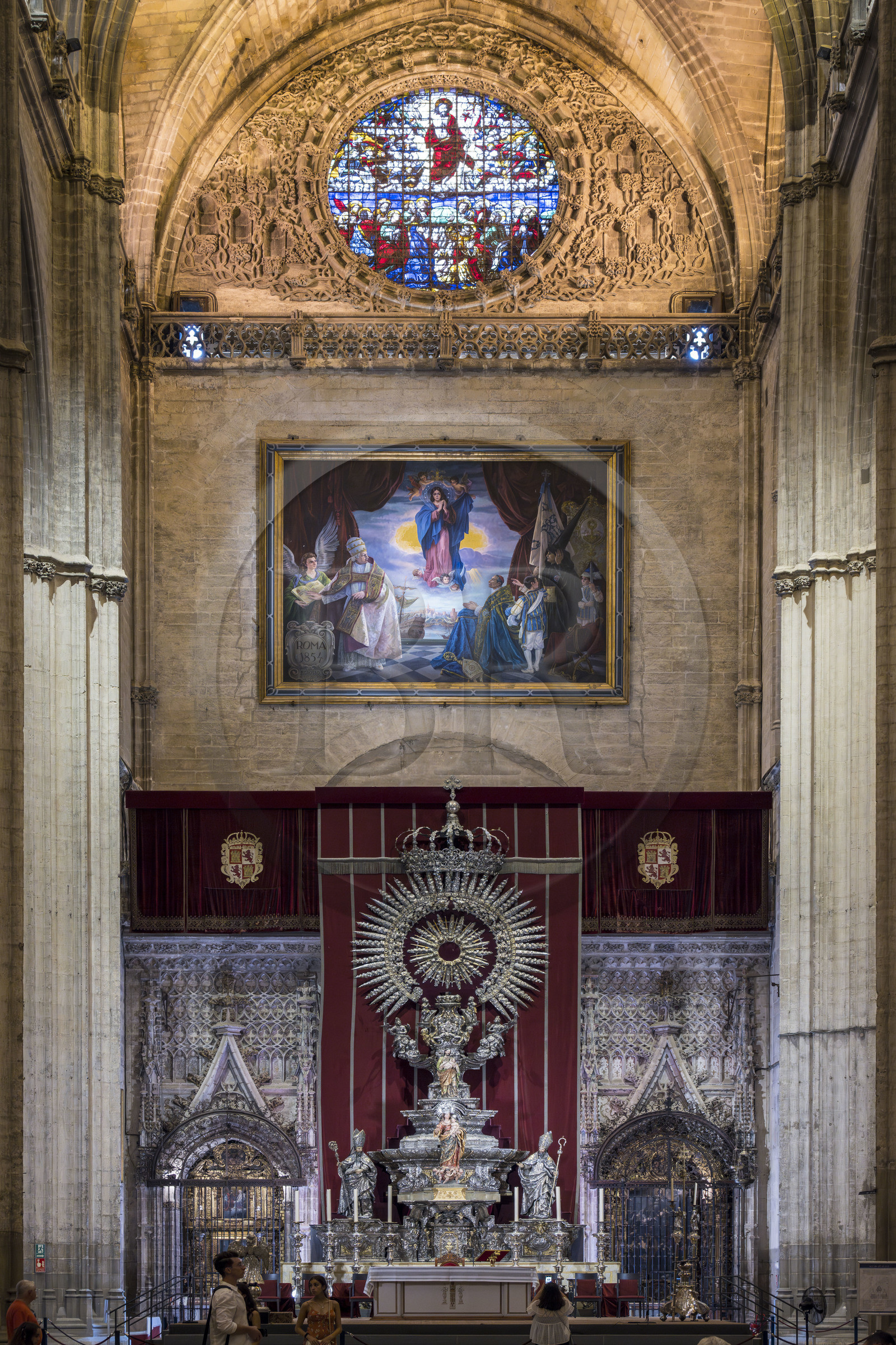 Espagne, Andalousie, Séville, la cathédrale, classé Patrimoine Mondial de l'UNESCO, l'Altar de Plata de Juan Laureano de Pina et Don Manuel Guerrero