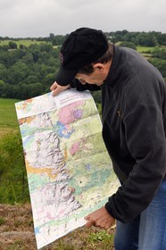 France, Puy de Dome, on the basalt mound of Saint-Pierre-Le-Chastel, the agricultural engineer and geographer Yves Michelin, passionate about history and paleontology, is also the author of books and one of the actors in the classification of the Chaîne des Puys and the Faille de Limagne as World Heritage by Unesco