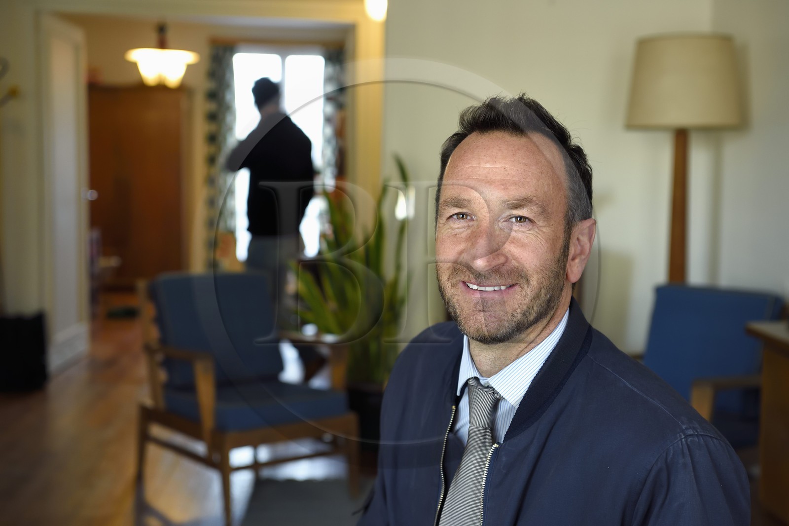 France, Seine-Maritime (76), Le Havre, Centre-ville reconstruit du Havre par Auguste Perret classé Patrimoine Mondial de l'UNESCO, Maison du Patrimoine atelier Perret, appartement temoin de la reconstuction, agencé et meublé année 1950, Vincent Duteurtre, l'architecte qui a présidé à la restauration du logement