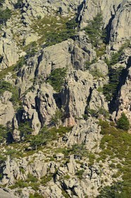 France, Corse-du-Sud (2A), Alta Rocca, Aiguilles de Bavella, randonneurs sur la variante alpine de l'étape du GR 20