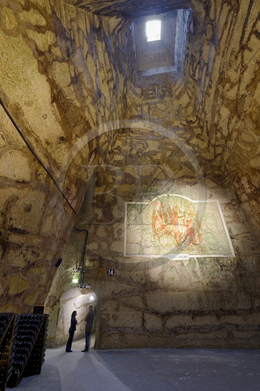 France, Marne (51), Reims le champagne, les caves du Domaine Pommery, bas-relief allégorie des cinq sens appelé La Fête de Bacchus (1882) de Gustave Navlet