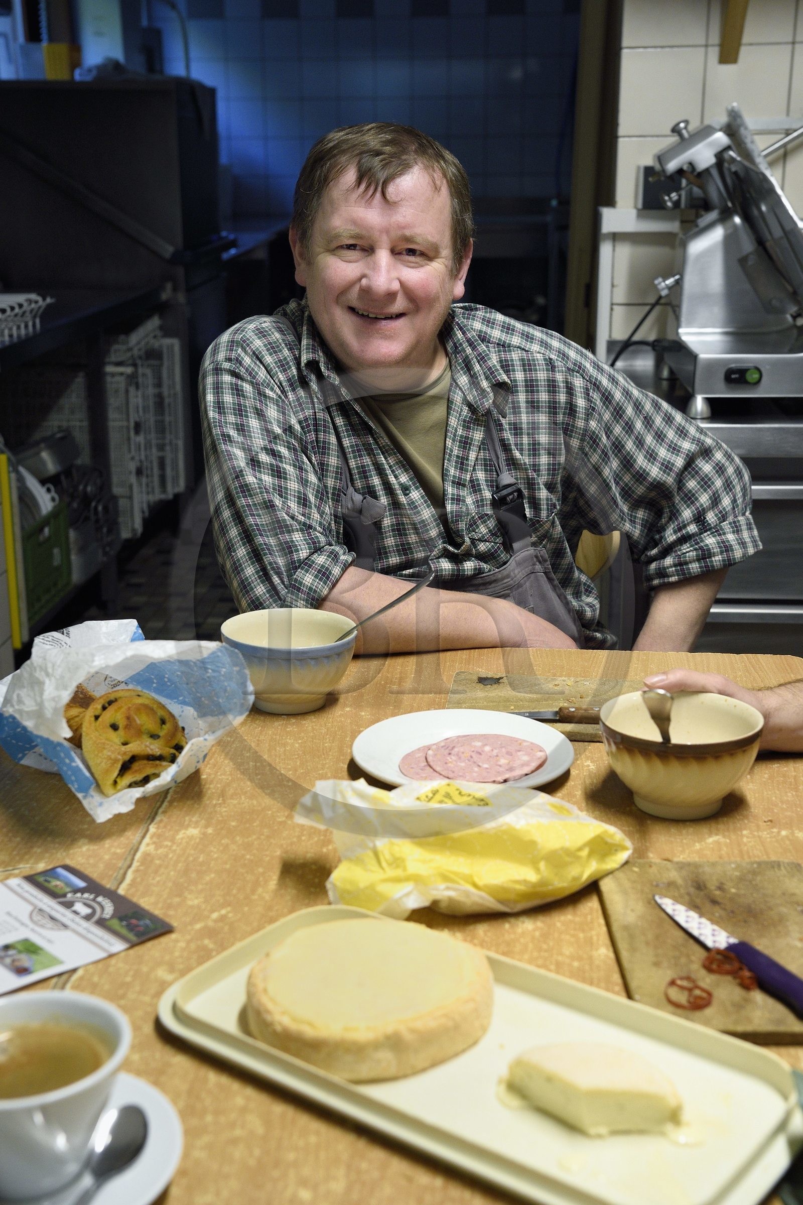 France, Haut Rhin, Wasserbourg, Ferme-auberge (farm-inn) Buchwald, marcaire Michel Wehrey