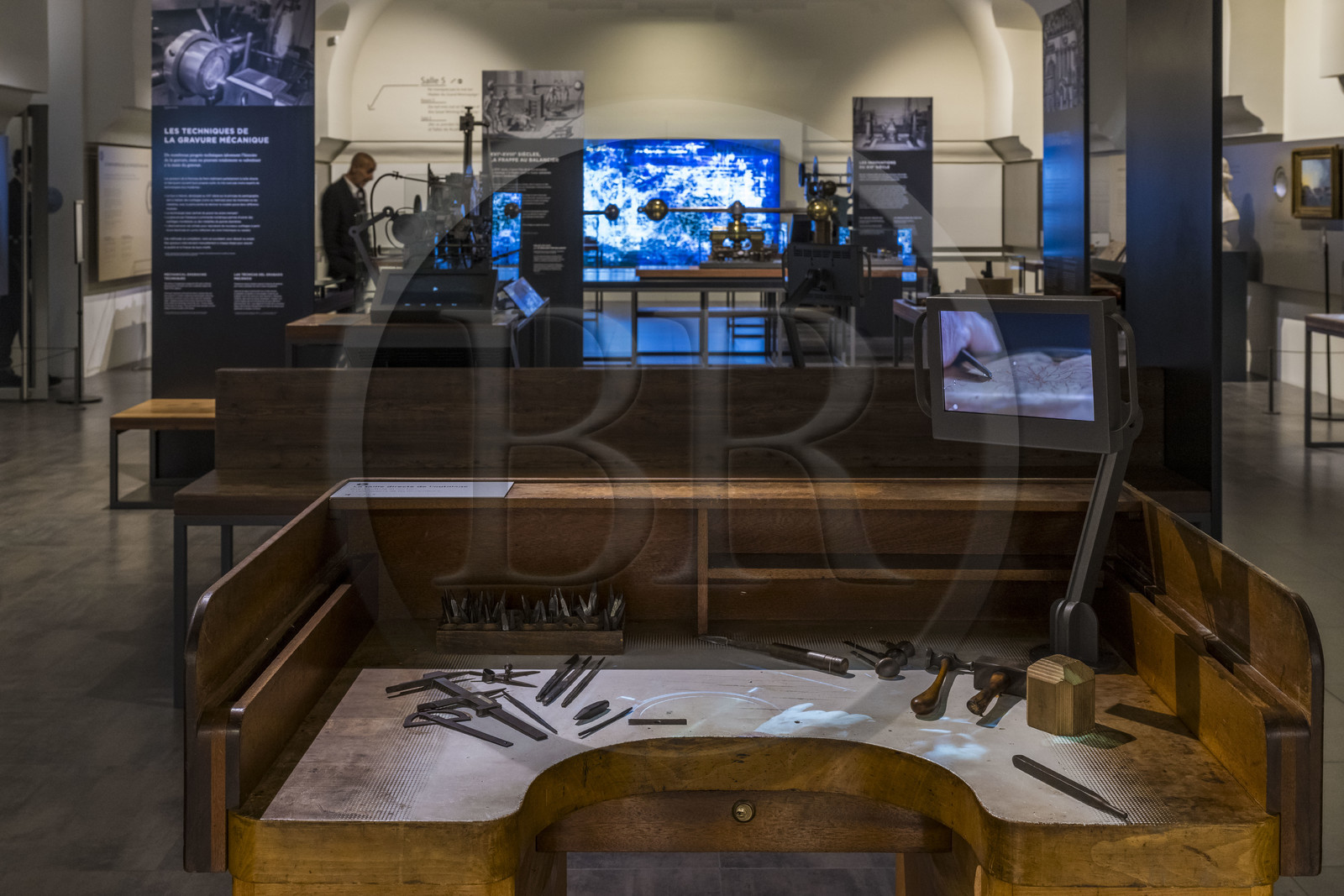 France, Paris, the Monnaie de Paris (Paris Mint) Museum, old engraving workshop in the foreground