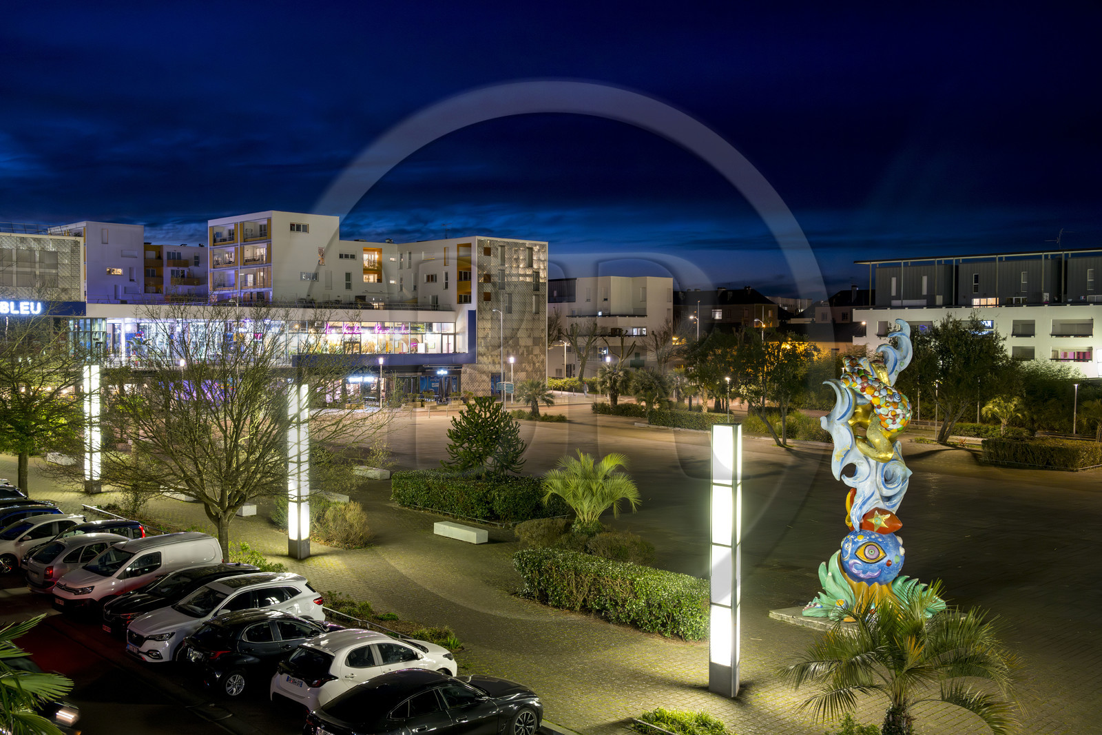France, Loire-Atlantique, Saint-Nazaire, the Ruban Bleu shopping center and the Mermaid sculpture by artist Federica Matta