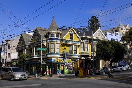 United States, California, San Francisco, formerly Hippie district of Haight-Ashbury, corner of Masonic and Haight Street