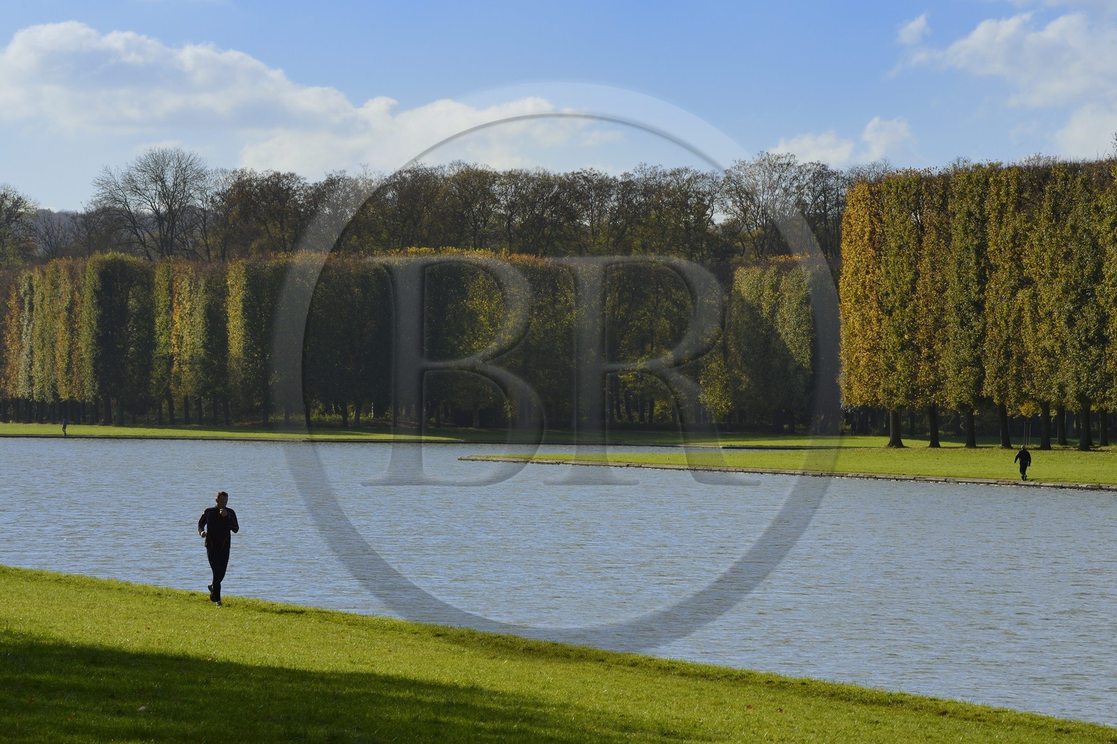 France, Yvelines, park of the Chateau de Versailles, listed as World Heritage by UNESCO, runner around the Grand Canal