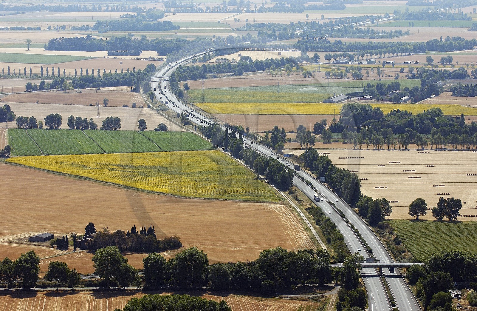 France, Aude (11), vue aerienne de l'autoroute A61 dans la region de Castelnaudary