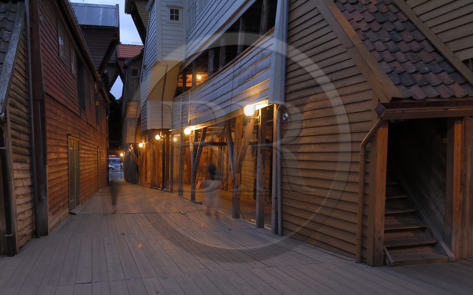 Norvège, comté de Hordaland, Bergen, maisons en bois du quartier de Bryggen, classé Patrimoine Mondial de l'UNESCO, ancien comptoir de la ligue hanséatique (la Hanse)