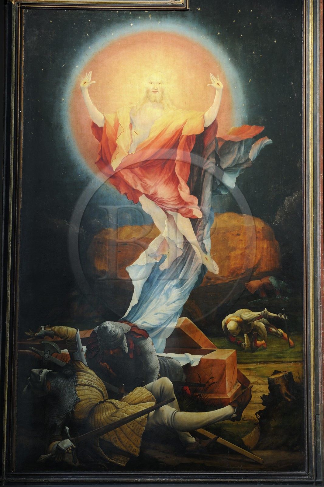 France, Haut-Rhin (68), Colmar, le musée Unterlinden, retable d'Issenheim attribué à Grünewald, panneau de la Résurrection