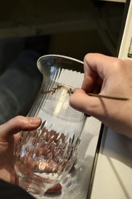 France, Moselle, Saint-Louis-les-Bitche, the Cristallerie Saint-Louis (Saint-Louis crystal glass manufacturer), gilding workshops