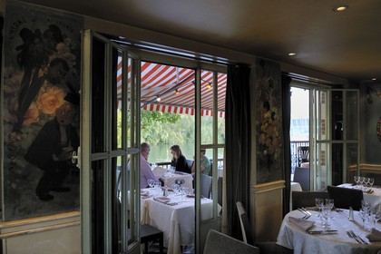 France, Yvelines (78), Chatou, l'ile des Impressionnistes, le restaurant La Maison Fournaise datant du milieu du XIXe siècle fut le haut lieu des impressionnistes et du canotage