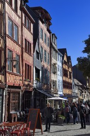 France, Seine Maritime, Rouen, half-timbered houses the medieval street Martainville beside the St Maclou church