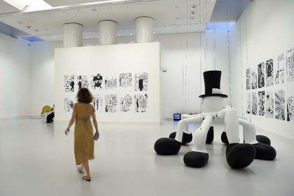 France, Bas-Rhin (67), Strasbourg, Musée d'Art Moderne et Contemporain de Strasbourg (MAMCS) de l'architecte Adrien Fainsilber, Araignée (2001) par Alain Séchas