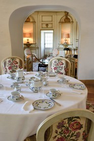 France, Var (83), Bormes les Mimosas, Fort de Brégançon, résidence officielle du président de la République, table du petit déjeuner