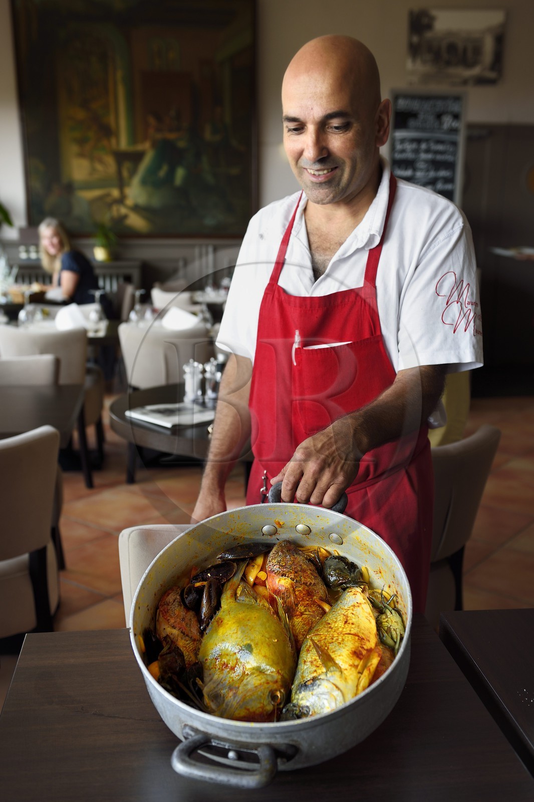 France, Var (83), le Rayol-Canadel-sur-Mer, Restaurant Maurin des Maures, les poissons de la bouillabaisse