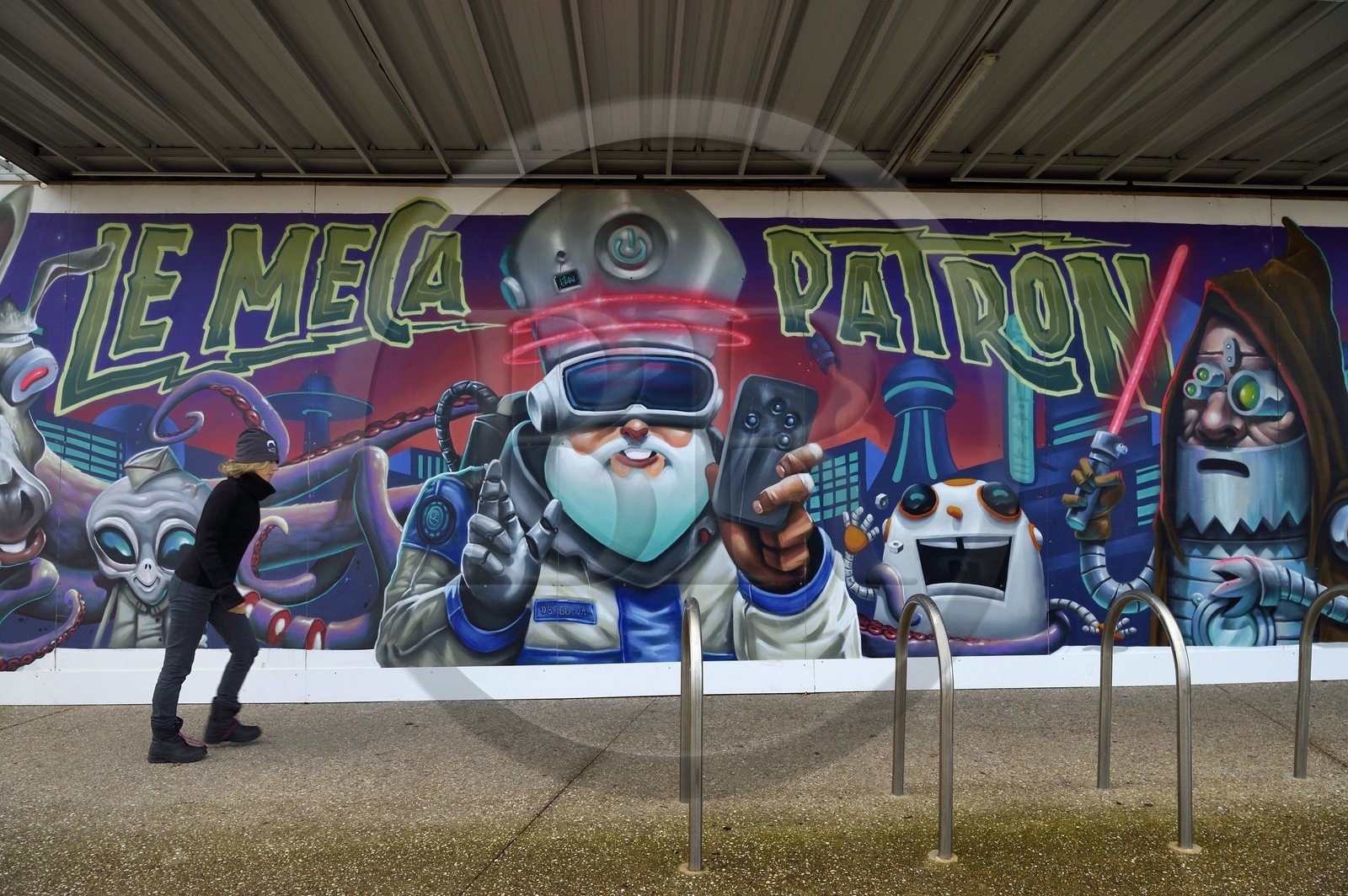 France, Meurthe-et-Moselle (54), Nancy, marché couvert d'Haussonville, fresque sur le thême de Saint-Nicolas par le collectif Moulin Crew   Phantasia