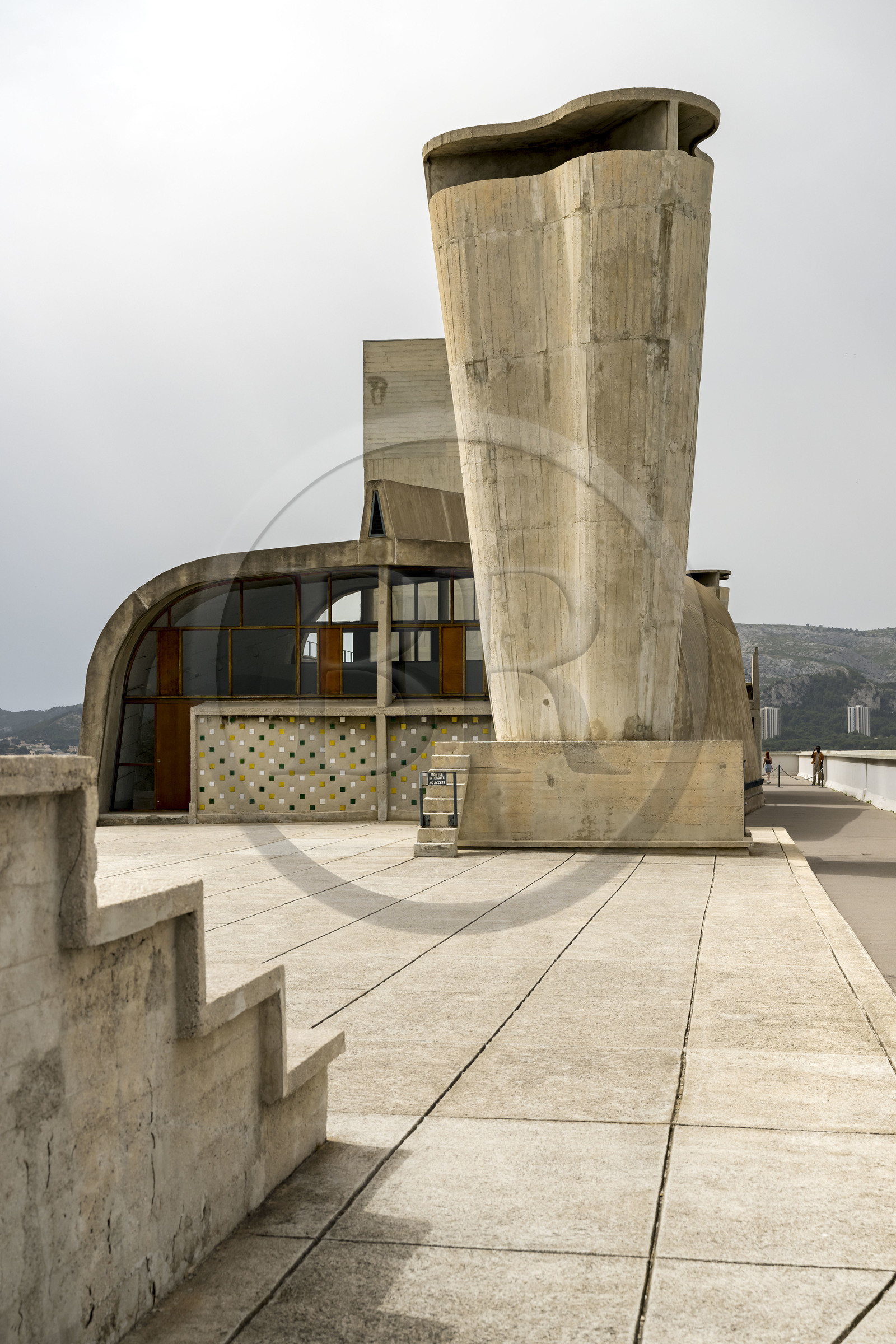 France, Bouches-du-Rhône (13), Marseille, oeuvre architecturale de Le Corbusier, classée Patrimoine Mondial de l'UNESCO, la Cité Radieuse par l'architecte Le Corbusier, toit-terrasse
