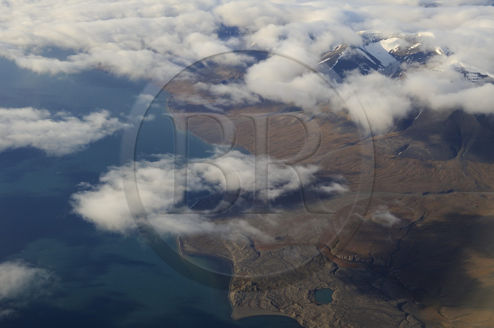 Norvège, Svalbard, région sud du Spitzberg (vue aérienne)