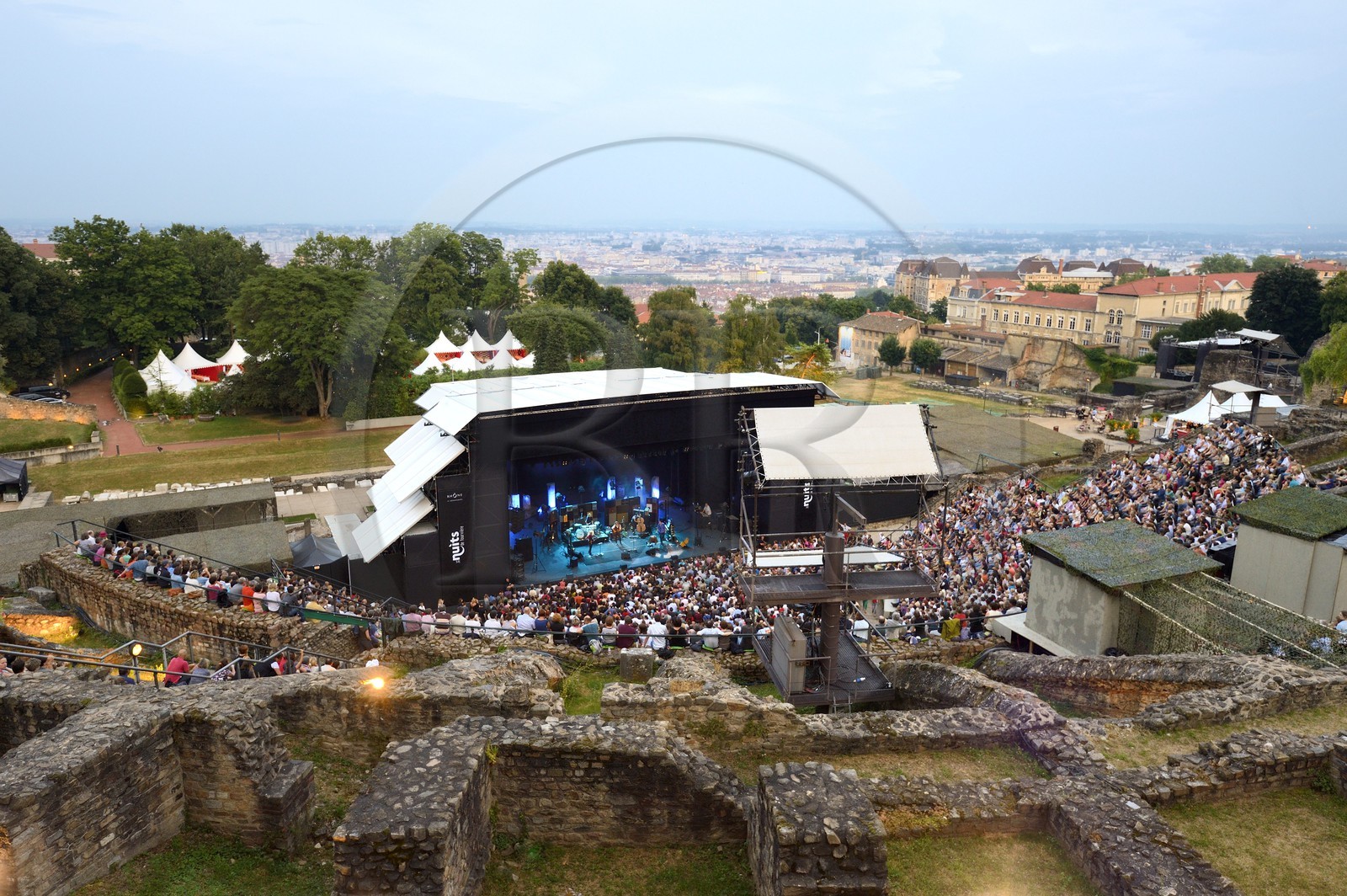 France, Rhône (69), Lyon, site historique classé Patrimoine Mondial de l'UNESCO, colline de Fourvière, théâtre romain, concert lors des Nuits de Fourvières