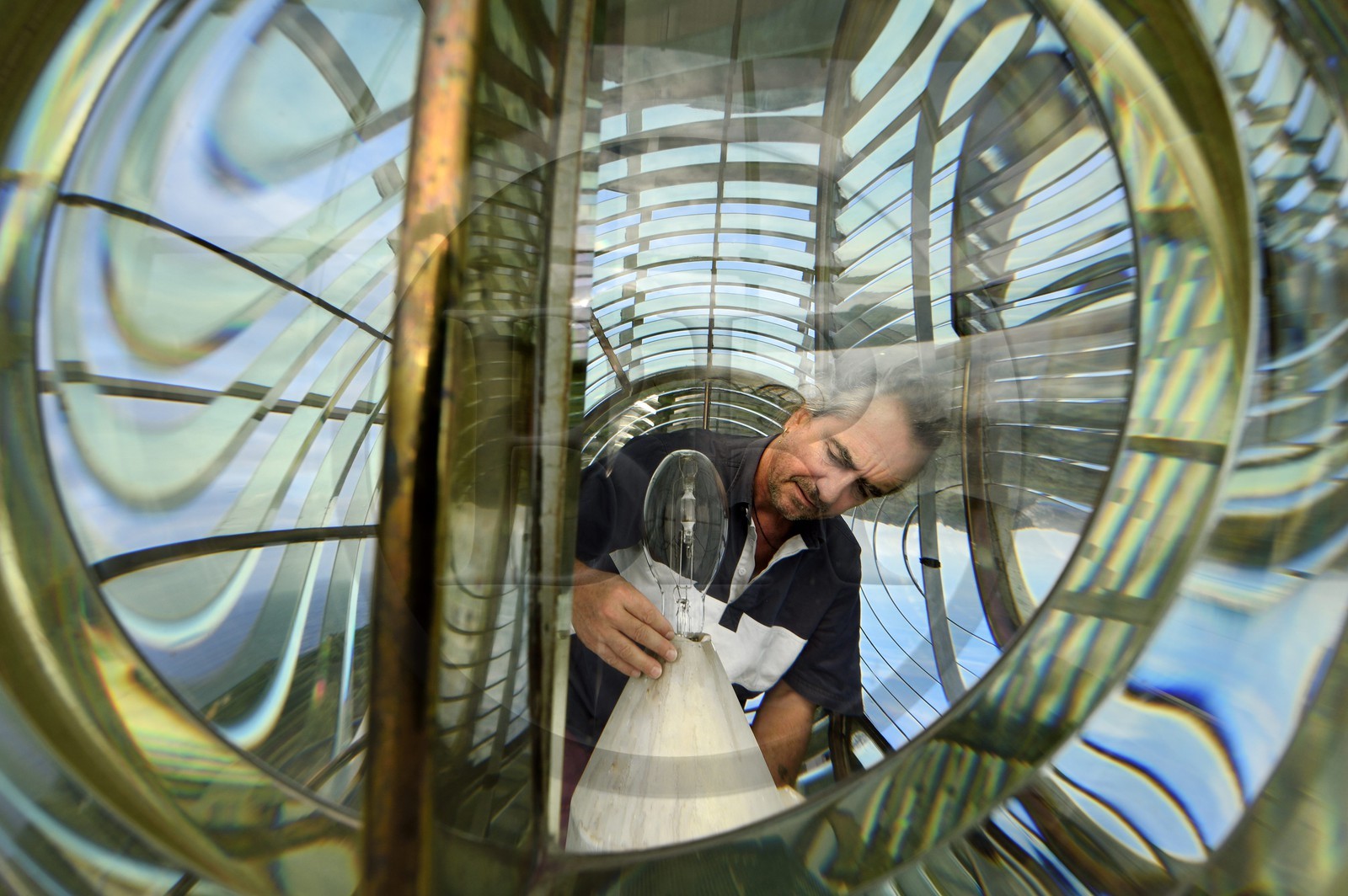 France, Var (83), Iles d'Hyères, parc national de Port Cros, Ile de Porquerolles, Emmanuel Rapenne est le gardien de phare de Porquerolles
