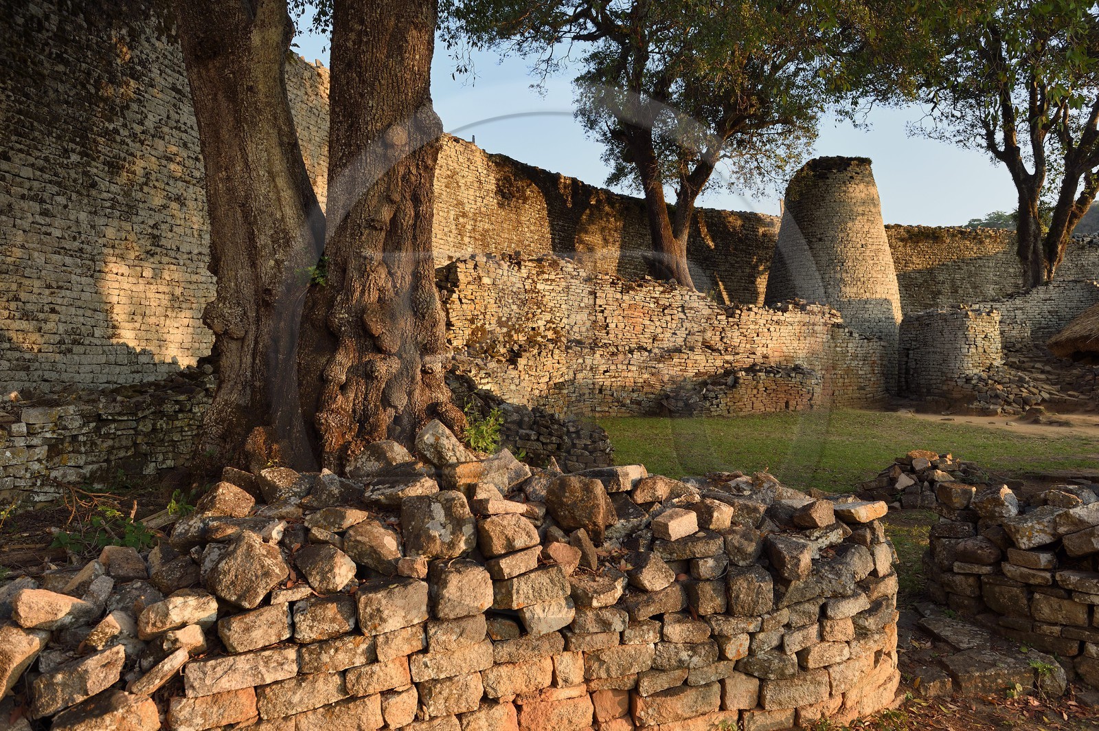 Zimbabwe, Masvingo province, the ruins of the archaeological site of Great Zimbabwe, UNESCO World Heritage List, 10th-15th century, the conical tower inside the Great Enclosure