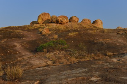 Zimbabwe, Matabeleland South Province, Matobo or Matopos Hills National Park, listed as World Heritage by UNESCO, rock formation on Malindidzimu hill (house of the goodwill spirits) at the summit of View of the World where Cecil Rhodes is buried