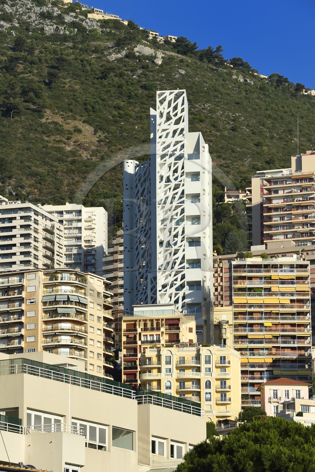 Principality of Monaco, Monaco, La Condamine district, the Simona building designed by architect Jean-Pierre Lott