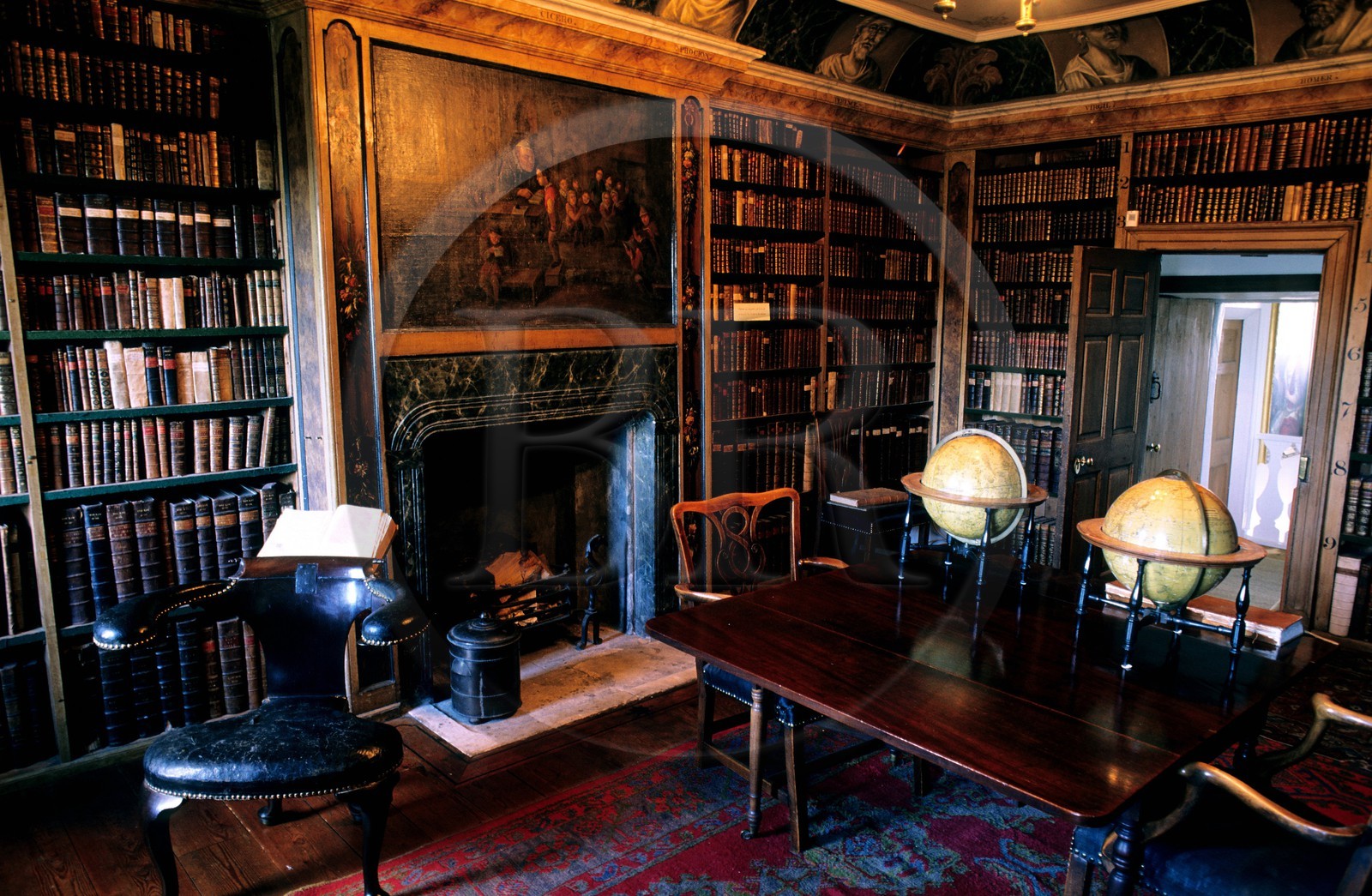 United Kingdom, Scotland, the Borders, Tweed valley, Traquair House, horsemen chair in the library