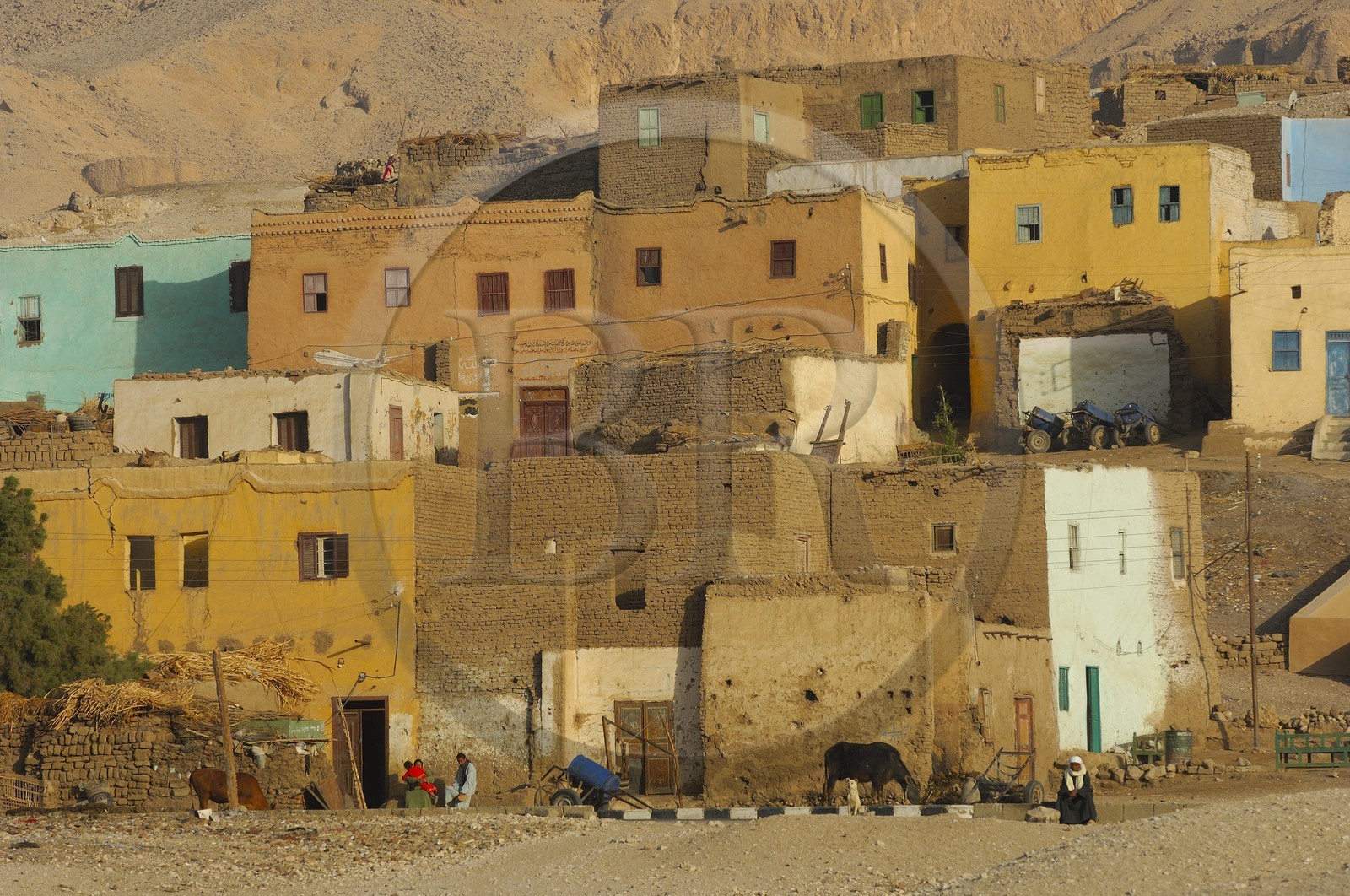 Egypt, Upper Egypt, Nile Valley, surroundings of Luxor, West bank, Thebes Necropolis, old village of Gournah just under the Nobles Tombs