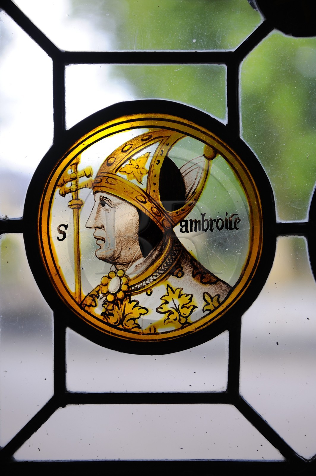 France, Indre-et-Loire (37), Vallée de la Loire classée Patrimoine Mondial de l' UNESCO, château d' Azay-le-Rideau, vitraux du salon de Billancourt