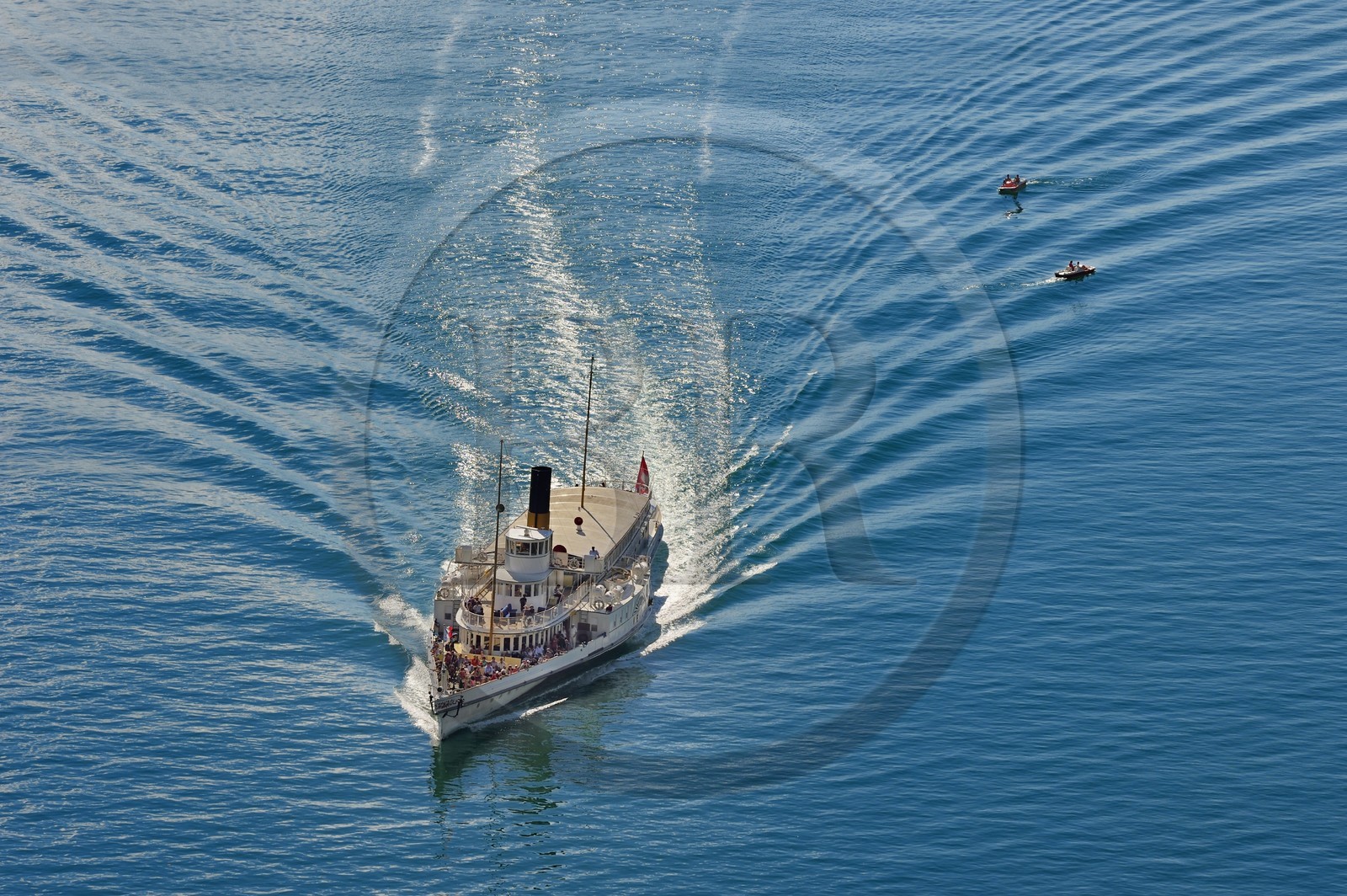 Switzerland, Canton of Vaud, Montreux, the paddle wheel boat Vevey (1907) of the Compagnie Générale de Navigation sur le Lac Léman (CGN)