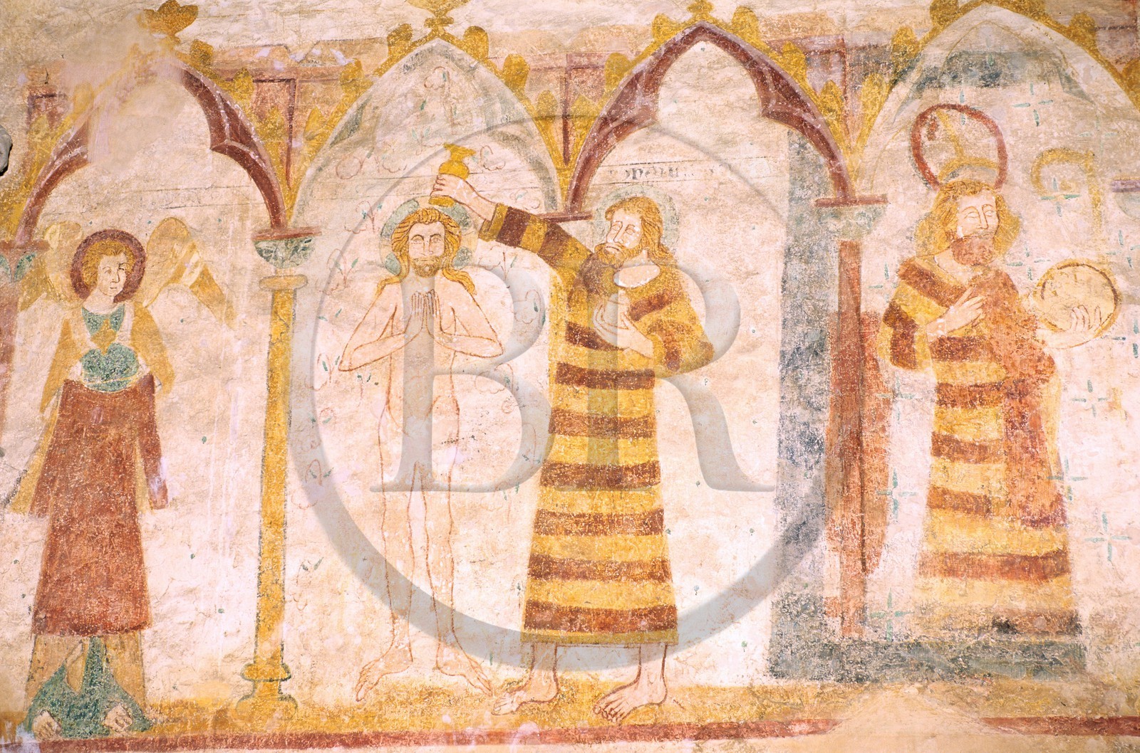 France, Sarthe (72), Asnière-sur-Vègre, des peintures murales gothiques dans l' église