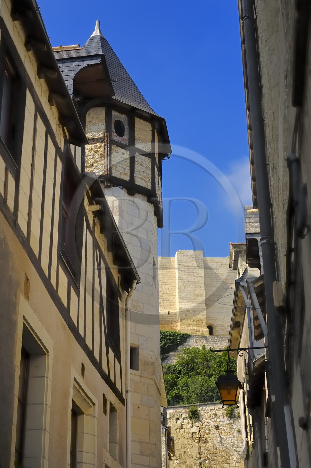 France, Indre et Loire (37), Vallée de la Loire classée Patrimoine Mondial de l'UNESCO, Chinon, la vieille ville dominée par les remparts du château