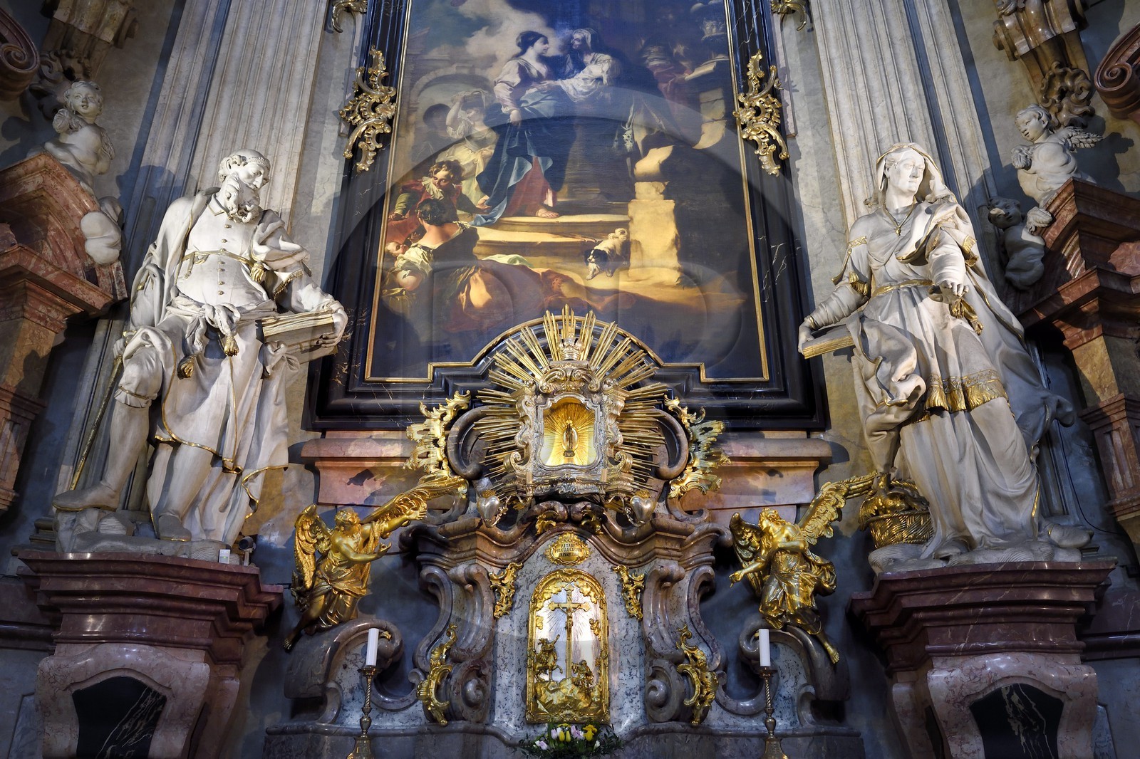 République Tchèque, Prague, centre historique classé Patrimoine Mondial de l'UNESCO, quartier de Mala Strana, l'église baroque Saint Nicolas (Sv. Mikulase)