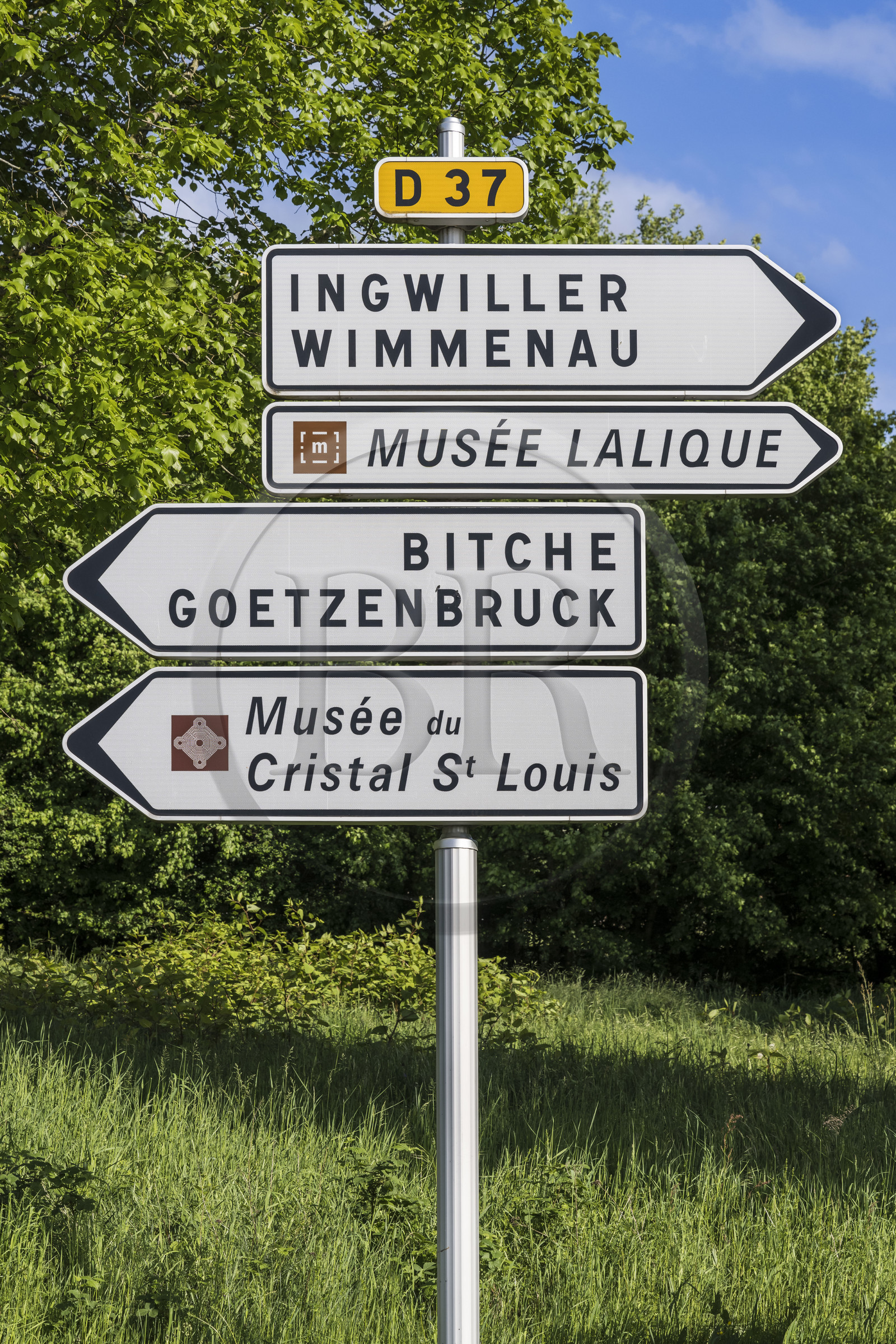 France, Moselle (57), Meisenthal, panneaux de signalisation